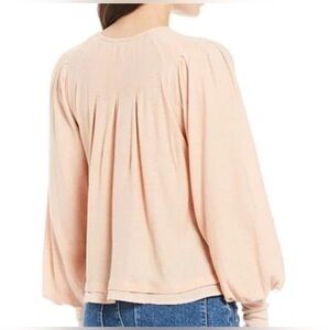 #1006 Free People Billie Flowy Casual Long Sleeve Pink Top small